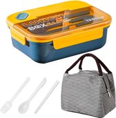 Kinderlunchbox 3 compartimenten lunchbox volwassenen Magnetron beschikbaar Bento 1250 ml lunchboxen kinderen met vork en lepel en isolatiezakken geschikt voor kantoor picknick school volwassenen