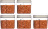 Plasticforte Voedselcontainer strooibus - 5x - beige - 1000 ml - kunststof - voorraadpotten