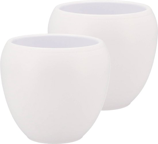 Bloempot/plantenpot, hoogte 85 cm, 38, wit, mat, 18 l inhoud, met uitneembare plantinzet, voor binnen en buiten, van hoogwaardig polypropyleen