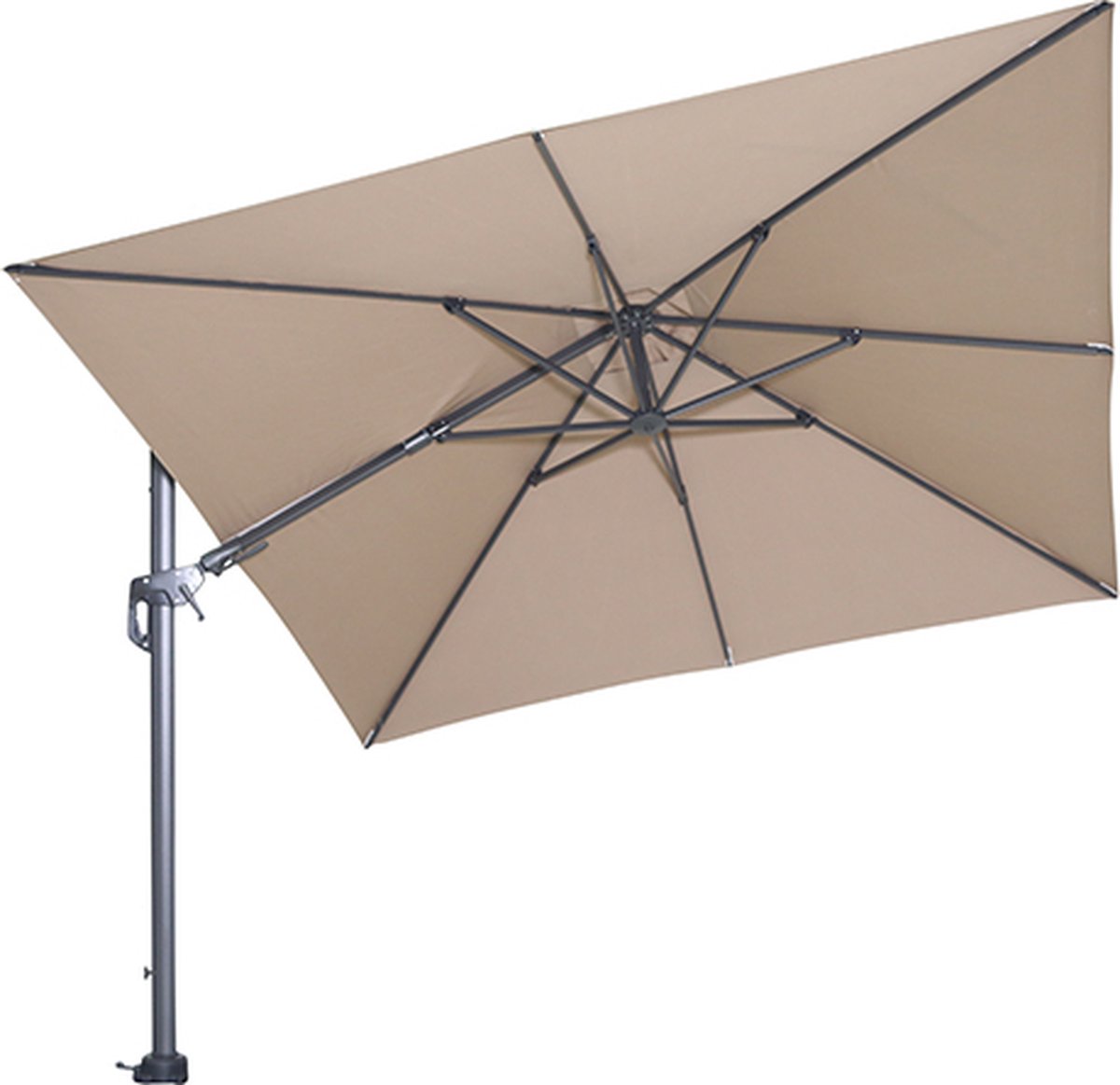 Garden Impressions Hawaii parasol - 3x3 m - taupe doek - inclusief 90 kg parasolvoet en bijpassende parasolhoes