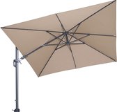 Garden Impressions Hawaii parasol - 3x3 m - taupe doek - inclusief 90 kg parasolvoet en bijpassende parasolhoes