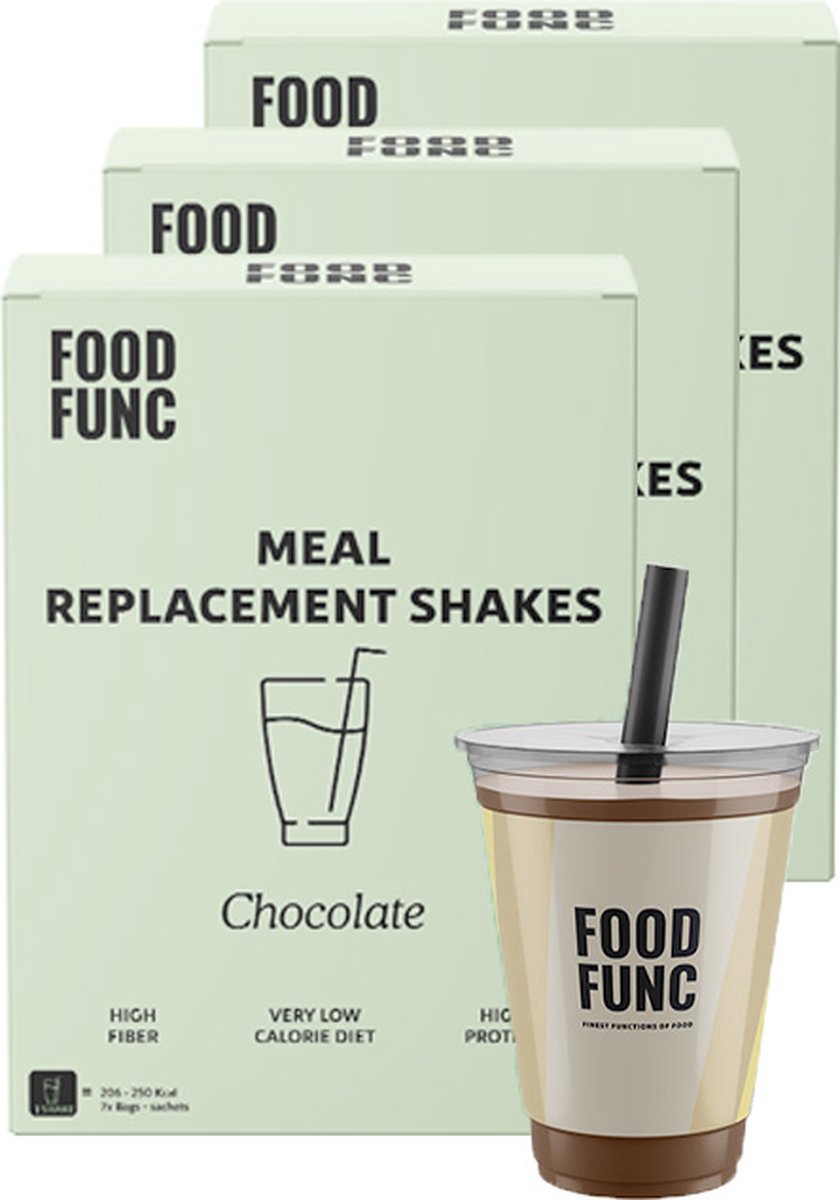 Bol.com Foodfunc | Maaltijdshake | Chocolate | 3 Stuks | 21 x 33 gram | No Junk Just Func aanbieding