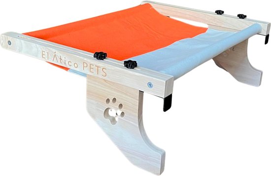 Comfortabele Kattenhangmat Van Hout - Verhoogd Kattenbed Met Krabpaal, Draagbaar & Multifunctioneel Voor Binnen En Buiten