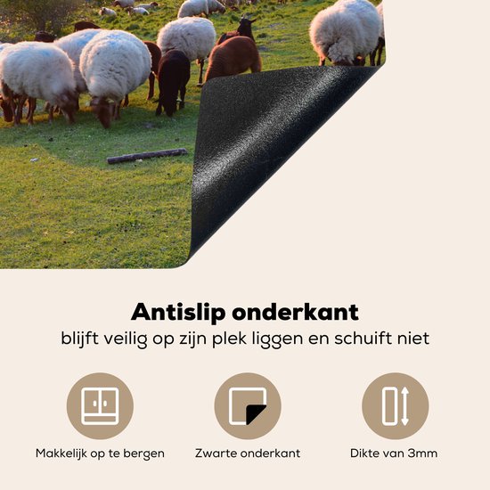 KitchenYeah® Inductie beschermer 81x52 cm - Zonsondergang in Normandië - Kookplaataccessoires - Afdekplaat voor kookplaat - Inductiebeschermer - Inductiemat - Inductieplaat mat
