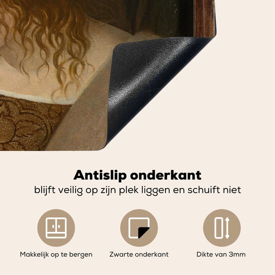 KitchenYeah® Inductie beschermer 71x52 cm - Narcissus - Leonardo da Vinci - Kookplaataccessoires - Afdekplaat voor kookplaat - Inductiebeschermer - Inductiemat - Inductieplaat mat