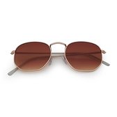 Zonnebril met hoeken - Sunglasses - Festival - UV400 - Spiegel lenzen - Bruin