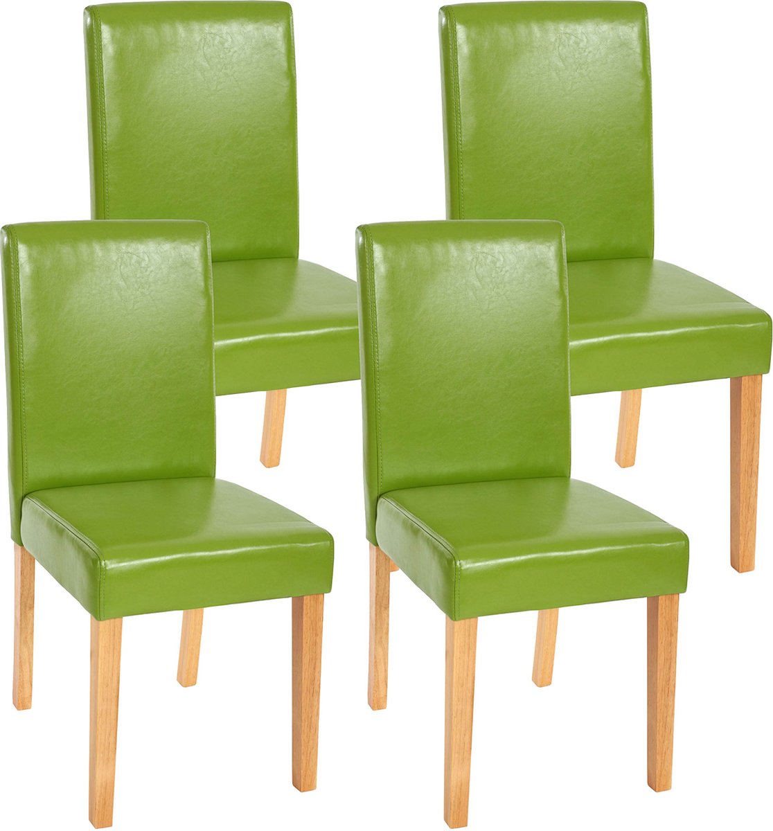 Cosmo Casa 4 -Delige set eetkamerstoelen Stoel Keukenstoel Littau - Kunstleer - Groen - Lichte poten