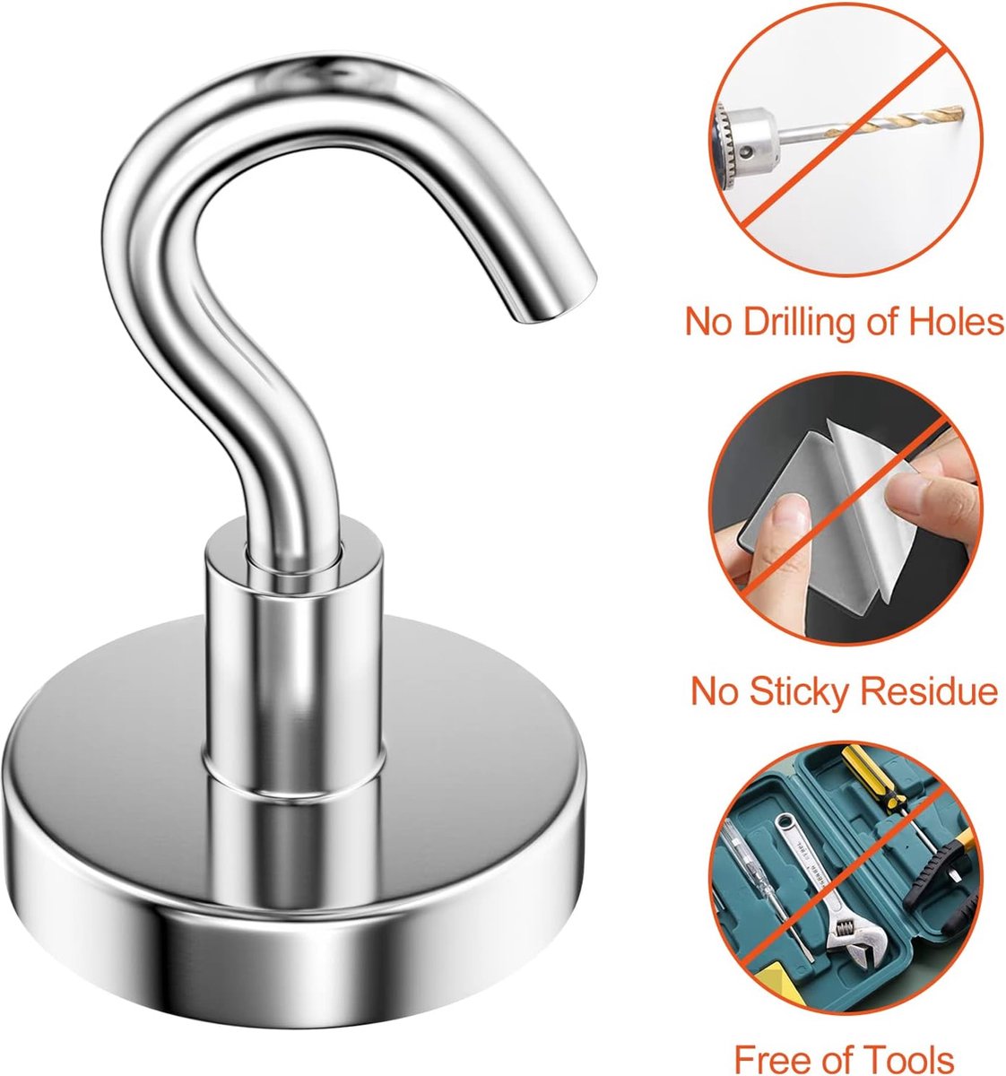 Wukong Sterke neodymium oogmagneet, magneethaken, diameter 25 mm, trekkracht 19 kg, super sterke neodymium magneethaken (12 stuks