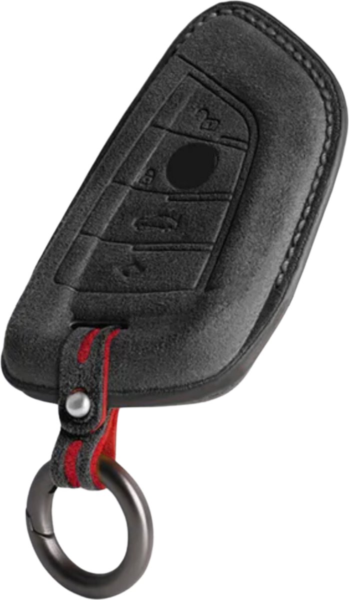 Luxe Alcantara Sleutelcover - Sleutelhoesje Geschikt voor BMW 1 serie / 3 serie / 5 Serie / 7 Serie / X1 / X3 / X4 / X5 / F16 / G20 / G30 / F11 / M - Alcantara Look - Zacht Sleutel Hoesje - Met Hanger - Auto Accessoires