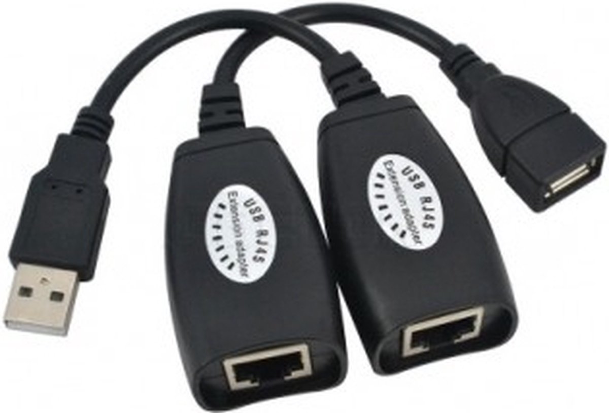 USB 2.0 verlengingsadapter - Actieve USB verlenger door middel van UTP kabel