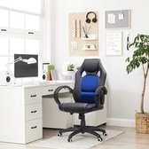 Racing stoel bureaustoel gaming stoel directiestoel draaistoel PU, zwart-blauw, OBG56L