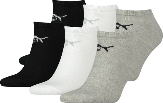 Puma - Unisex - Maat 39 - 42 cm— Korte Sokken voor Heren/Dames - Sport - Sneaker - ( 3 - pack ) Witte,Zwart,Grijs