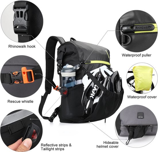 Sacoche De Vélo étanche BASIL Navigator 22L - Système MIK, Noir, Pour Porte-bagages Sac Vélo Ville Trekking