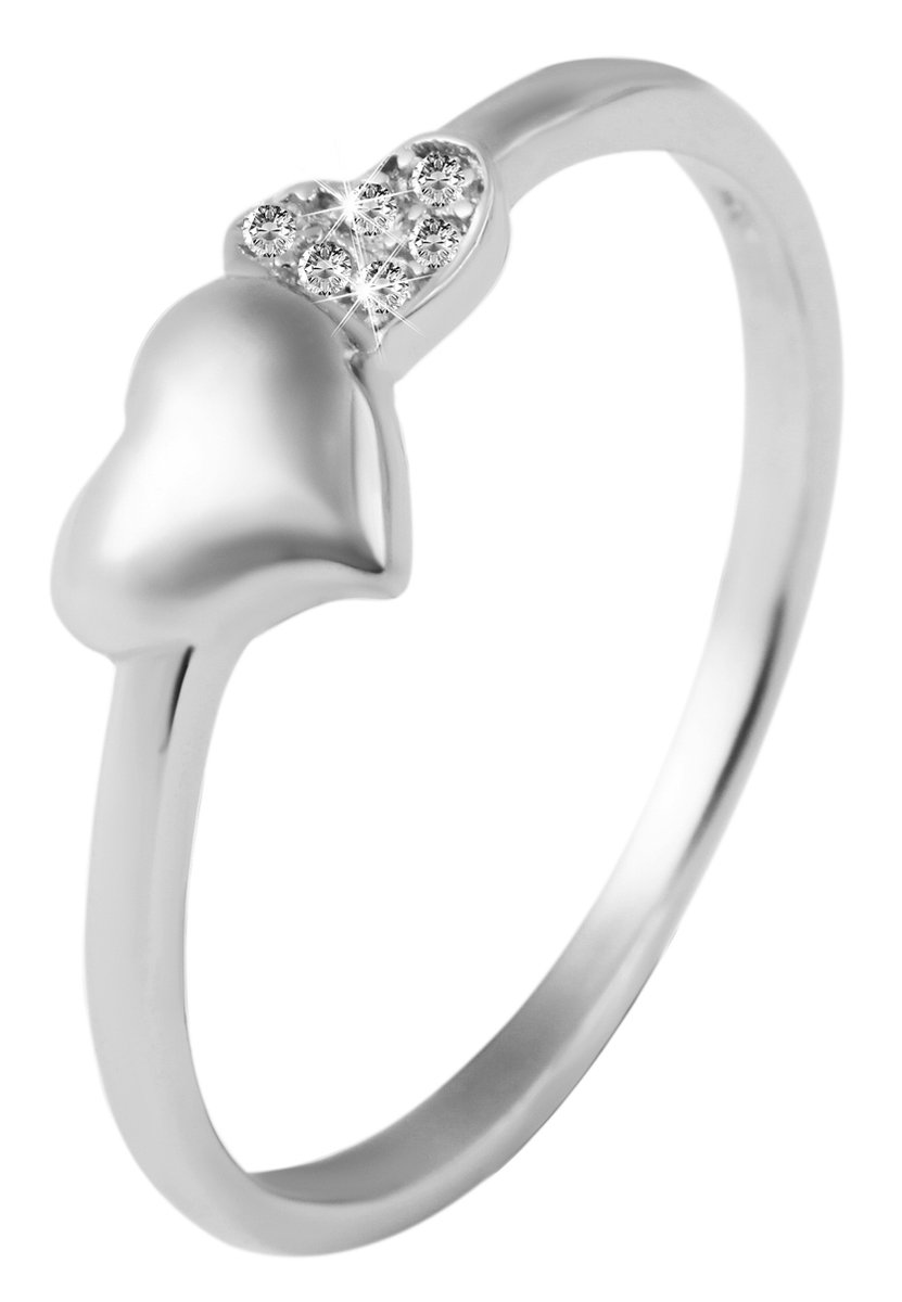 Akzent | zilveren ring | dames ring | zirkonia steentjes | zilver 925 | hartjes ring | maat 54