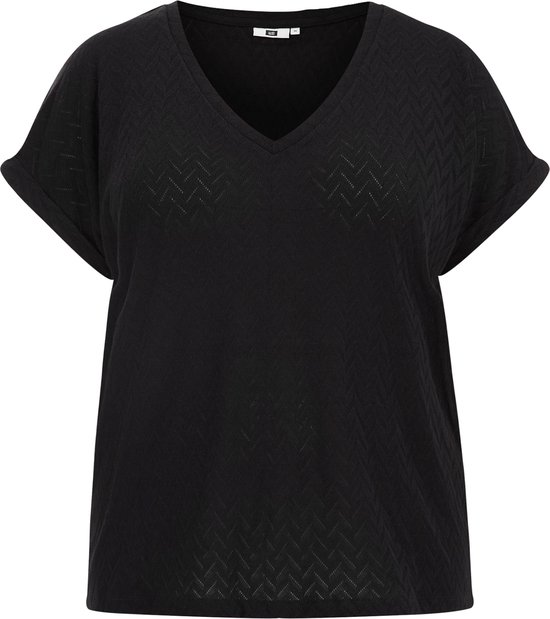 WE Fashion Dames T-shirt met opengewerkt dessin - Curve