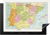 KitchenYeah® Inductie beschermer 75x52 cm - Vintage kaart van Spanje en Portugal - Kookplaataccessoires - Afdekplaat voor kookplaat - Inductiebeschermer - Inductiemat - Inductieplaat mat