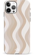 xoxo Wildhearts Minimal Nude - Single Layer - Hardcase geschikt voor iPhone 11 Pro hoesje - Siliconen hoesje iPhone met golven print - Cover geschikt voor iPhone 11 Pro beschermhoes - wit / beige / bruin