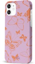 xoxo Wildhearts Give Me Butterflies - Single Layer - Hard hoesje geschikt voor iPhone 11 hoesje - Siliconen hoesje met vlinders - Beschermhoesje geschikt voor iPhone 11 hoesje roze, oranje