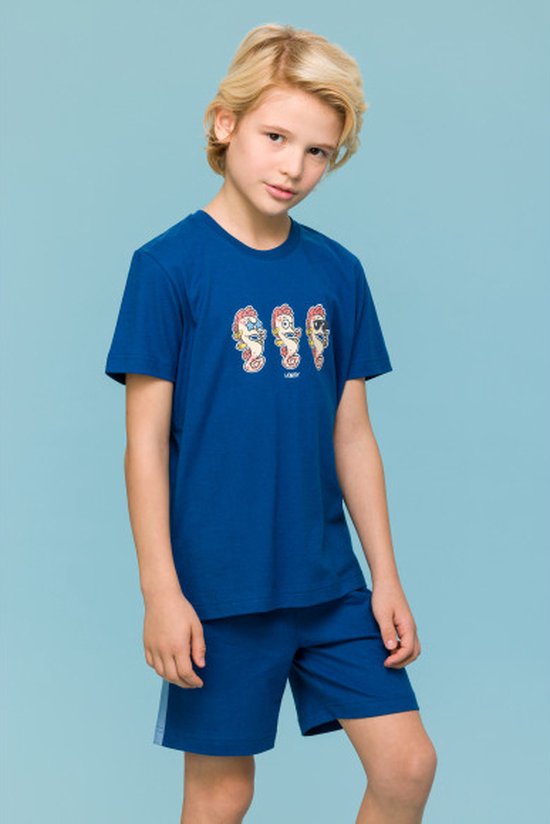 Pyjama Jongens Woody Uni 3 Zeepaardjes - Donkerblauw