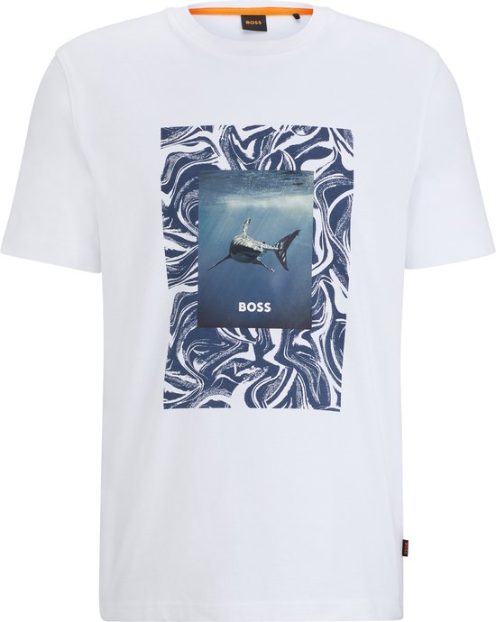 BOSS - T-shirt Tucan Wit - Heren - Maat L - Modern-fit