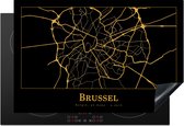 KitchenYeah® Inductie beschermer 78x52 cm - Kaart - Brussel - Goud - Zwart - Kookplaataccessoires - Afdekplaat voor kookplaat - Inductiebeschermer - Inductiemat - Inductieplaat mat