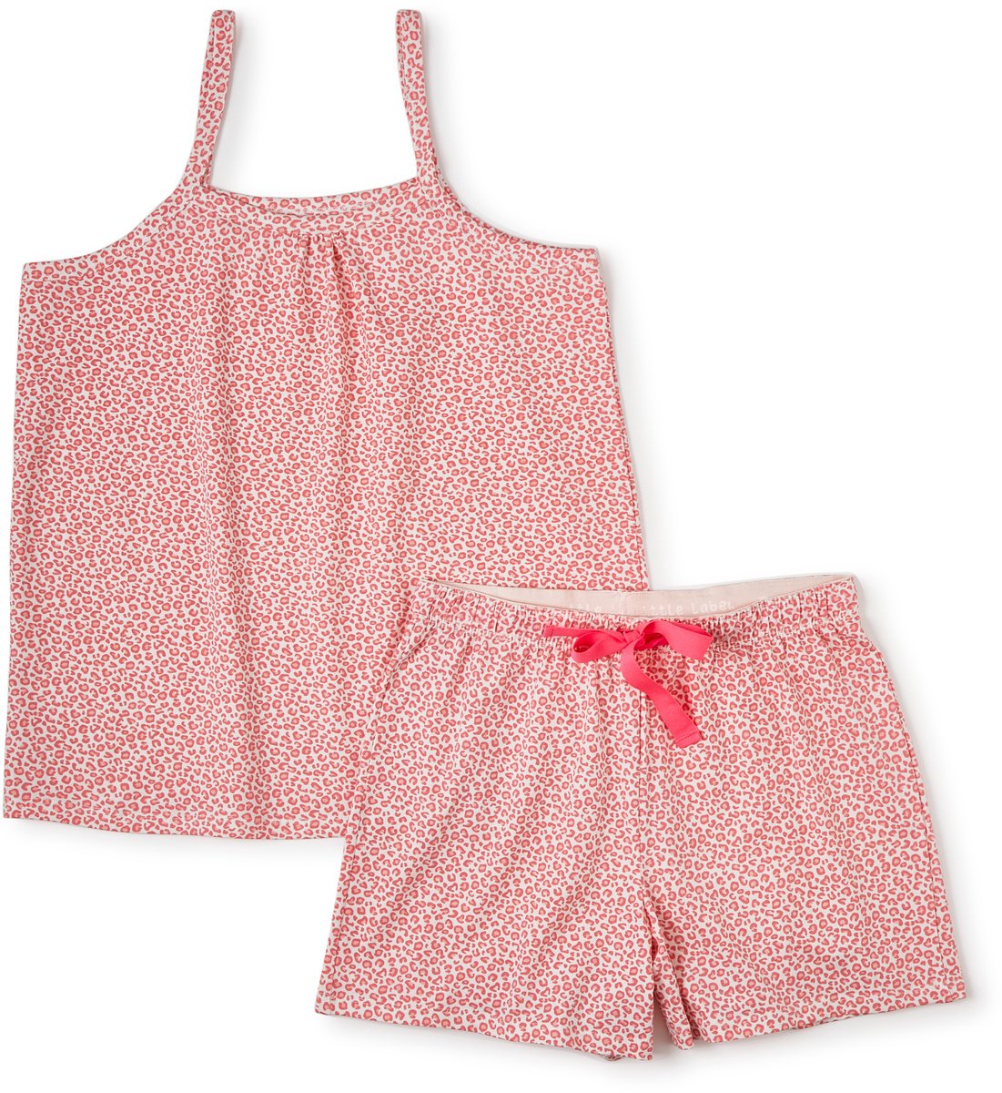 Little Label korte dames pyjama - luipaard roze - bio katoen roze, off white