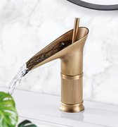 Robinet cascade de salle de bain en laiton antique, robinet court pour salle de bain, mitigeur à une main, robinets de lavabo pour lavabo de salle de bain - bronze rétro - G3/8''
