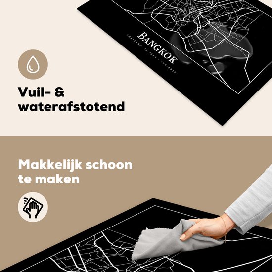 KitchenYeah® Inductie beschermer 81.6x52.7 cm - Bangkok - Kaart - Stadskaart - Plattegrond - Kookplaataccessoires - Afdekplaat voor kookplaat - Inductiebeschermer - Inductiemat - Inductieplaat mat