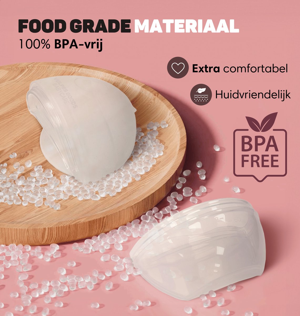 Vulpes Goods® Babycare - Lekschaal - Moedermelk opvangcup - Melkcollector - Draagbare cup - handen vrij - moedermelk opvangen - lekschalen - borstschelp - opvangcup voor moedermelk - BPA Vrij - 60ML opvangcup thumbnail 4