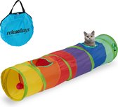 Relaxdays kattentunnel opvouwbaar - 115 x 25 cm - speeltunnel katten - met tas - pop-up
