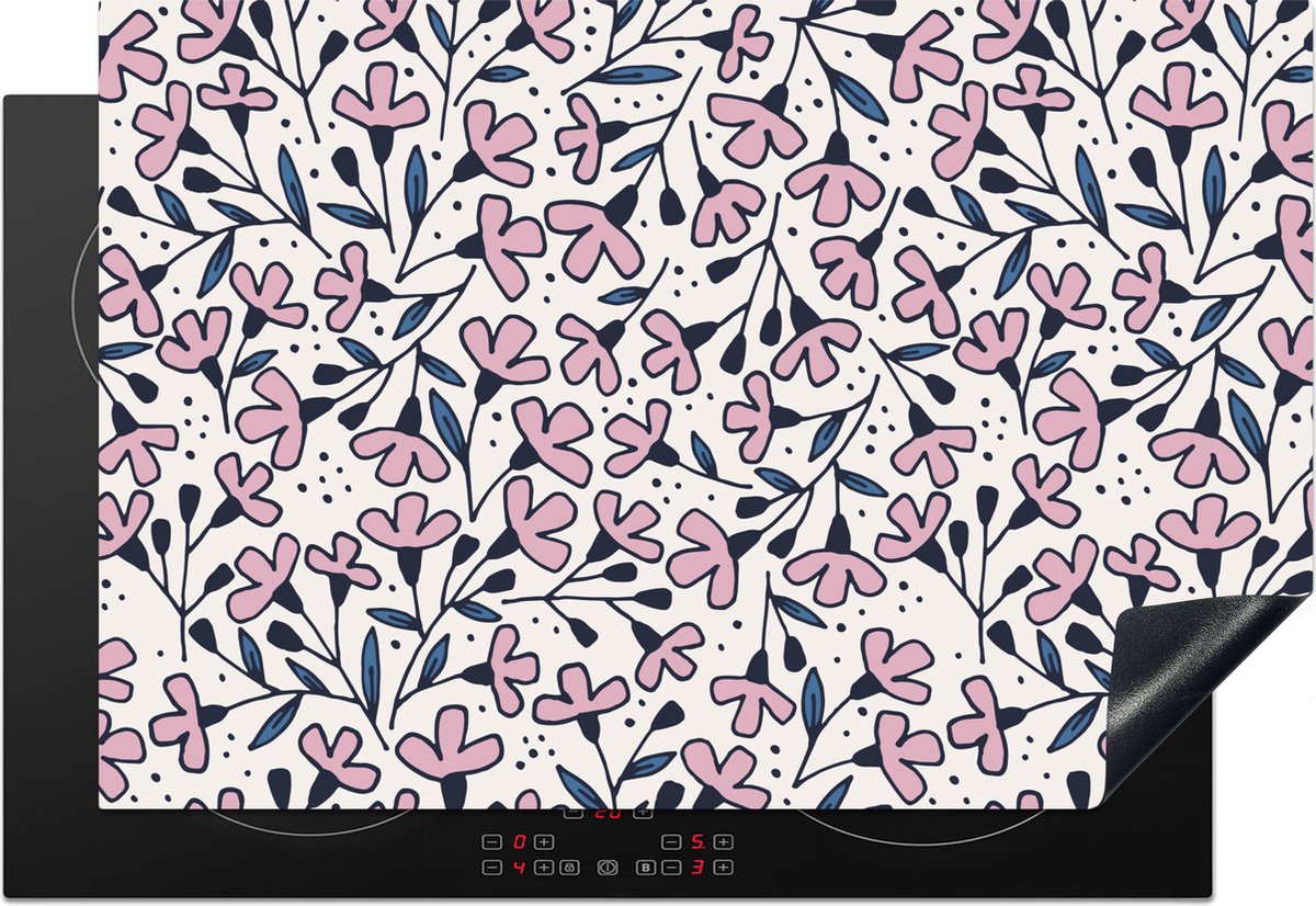 KitchenYeah® Inductie beschermer 77x51 cm - Meiden - Bloemen - Roze - Patronen - Girl - Kids - Kinderen - Meisjes - Kookplaataccessoires - Afdekplaat voor kookplaat - Inductiebeschermer - Inductiemat - Inductieplaat mat