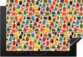 KitchenYeah® Inductie beschermer 77x51 cm - Patronen - Koffie - Theepot - Retro - Kookplaataccessoires - Afdekplaat voor kookplaat - Inductiebeschermer - Inductiemat - Inductieplaat mat