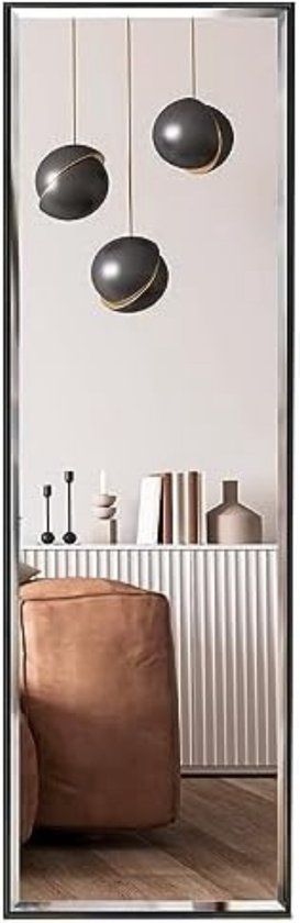 Passpiegel hangend - Passpiegel slaapkamer - 122 x 35 cm - Zwart