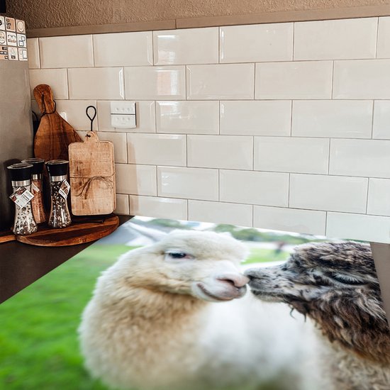 KitchenYeah® Inductie beschermer 78x78 cm - Alpaca - Liefde - Gras - Kookplaataccessoires - Afdekplaat voor kookplaat - Inductiebeschermer - Inductiemat - Inductieplaat mat