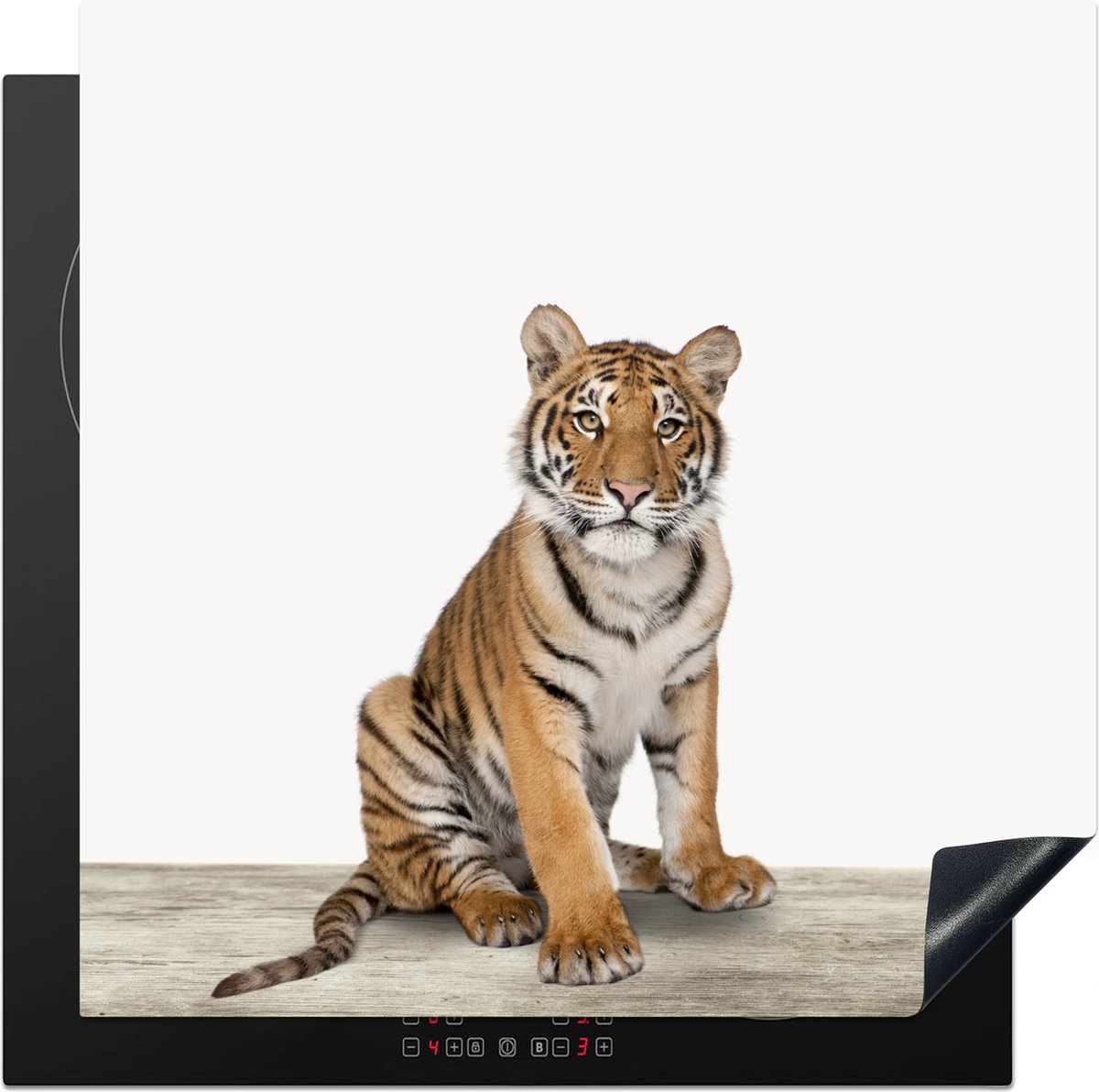 KitchenYeah® Inductie beschermer 78x78 cm - Tijger - Wit - Dieren - Jongens - Kinderen - Kids - Kookplaataccessoires - Afdekplaat voor kookplaat - Inductiebeschermer - Inductiemat - Inductieplaat mat