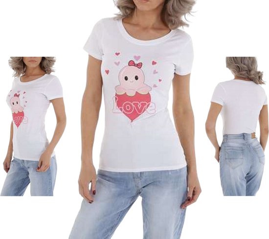 Tee shirt Glo-story blanc poulpe amour XL