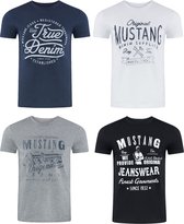 Mustang Heren T-Shirt 4-Pack regular fit Veelkleurig S Ronde Hals Volwassenen