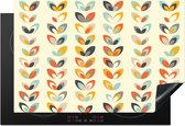 KitchenYeah® Inductie beschermer 77x51 cm - Bladeren - Jaren 50 - Patroon - Kookplaataccessoires - Afdekplaat voor kookplaat - Inductiebeschermer - Inductiemat - Inductieplaat mat