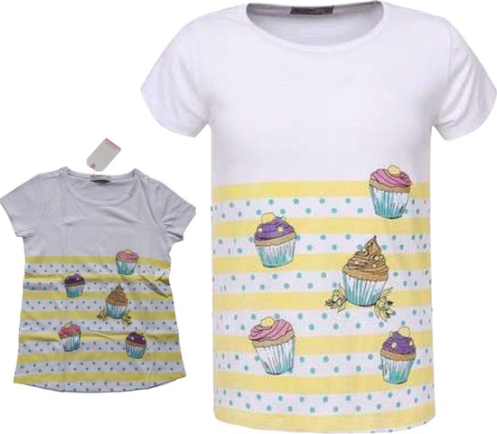 Glo-Story  t-shirt cupcakes geel 122