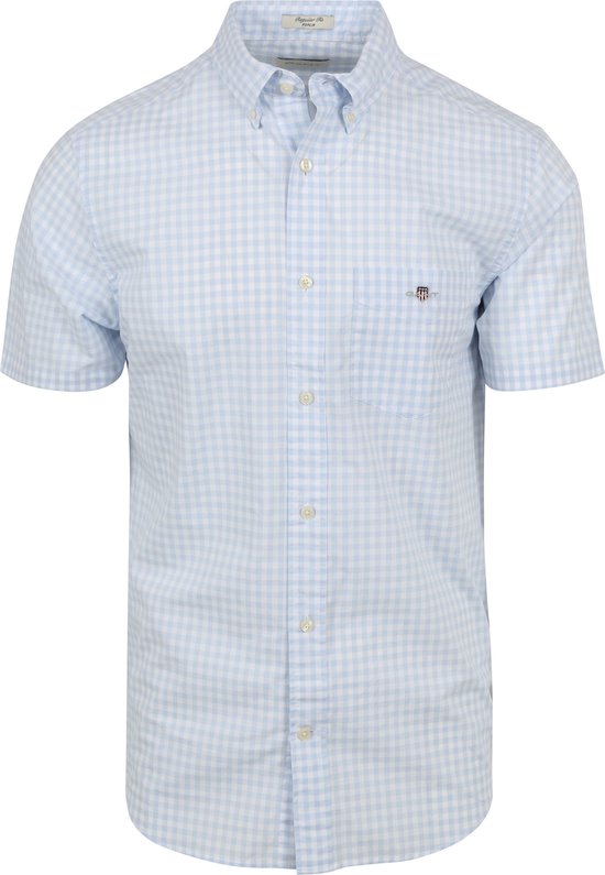Gant - Overhemd Short Sleeve Lichtblauw - Heren - Maat M - Regular-fit