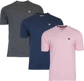 3-Pack Donnay T-shirt (599008) - Sportshirt - Heren - Charcoal-marl/Navy/Shadow pink (573) - maat M