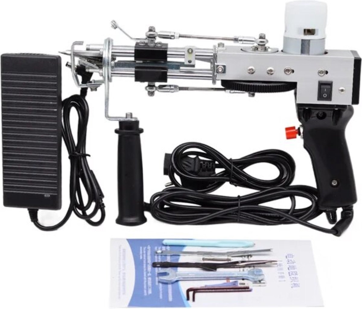 Dailysupplies Tufting Gun Beginnerspakket Borduurmachine 2 in 1 Naaimachine Inclusief Accessoires Zwart met Wit