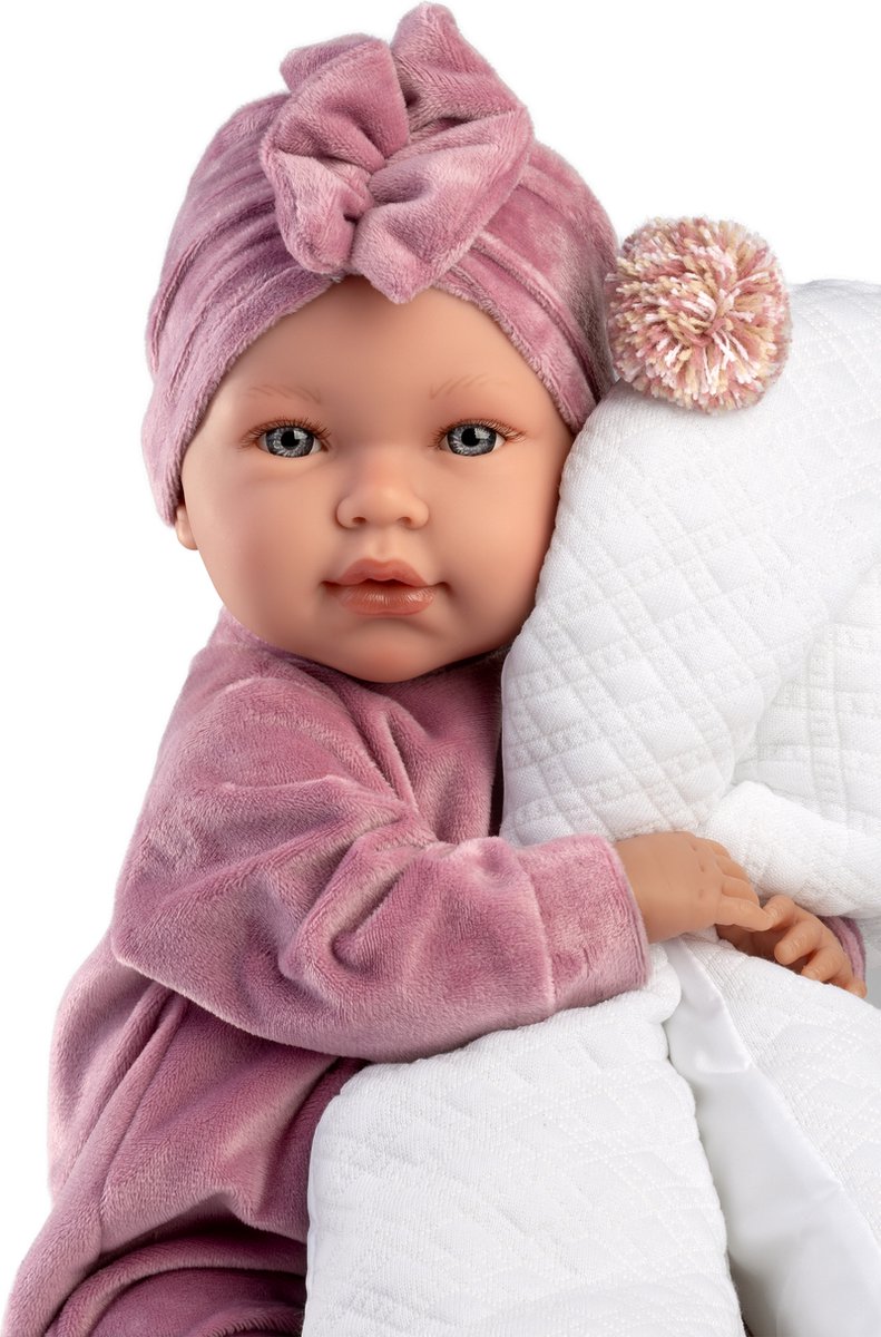 Llorens Huilende Babypop Mimi Roze met Tulband en geluid 42 cm