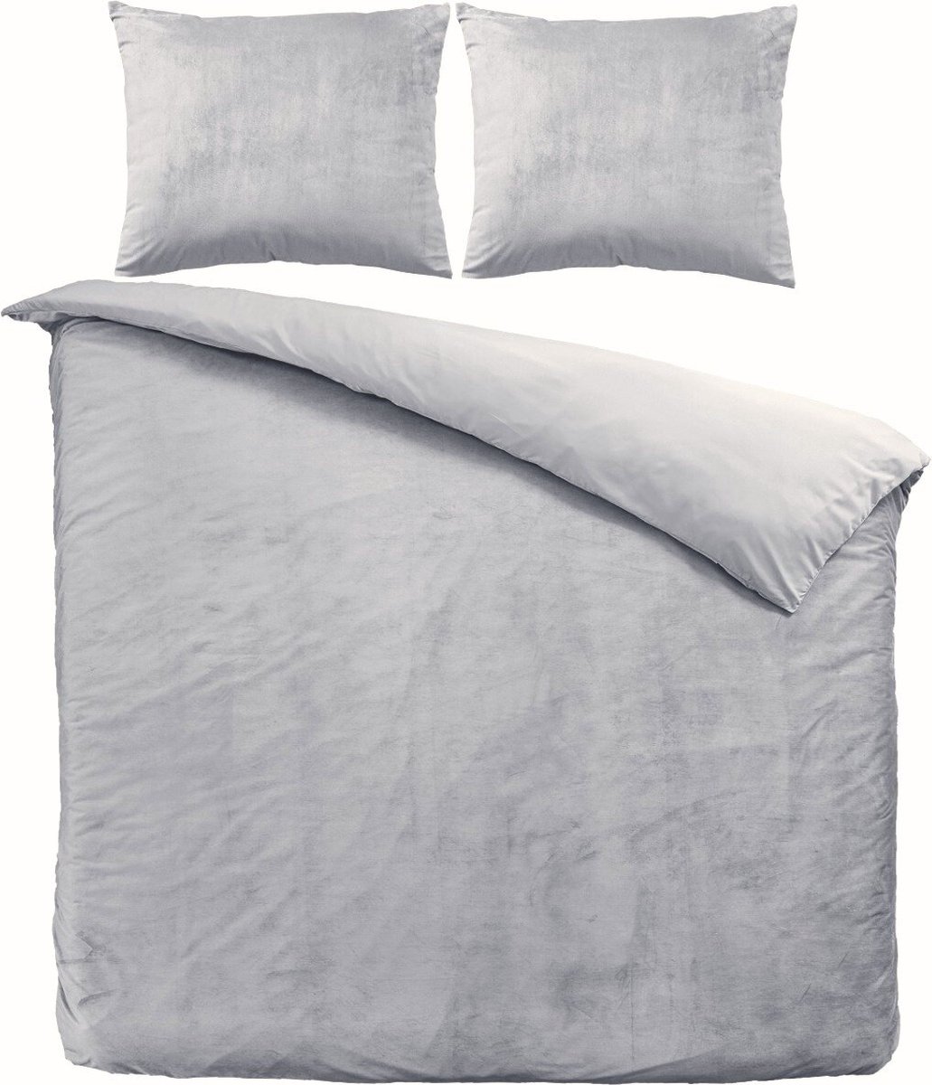 Beau Maison - Velvet Dekbedovertrek - Grijs - 240 x 200/220 cm + 2 kussenslopen