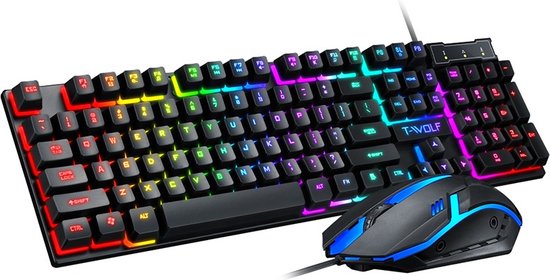 Gaming Combo Set - Mechanische Toetsenbord & Muis -  Mechanical Keyboard -   Mechanische Gevoel Toetsenbord - LED RGB Verlichting - Bedraad - QWERTY - Computer - Zwart - Merkloos