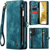 Geschikt Voor Samsung Galaxy A35 Hoesje Wallet - Solidenz Wallet Case A35 - Telefoon hoesje A35 - Portemonnee hoesje A35 - 2 in 1 Hoes - Uitneembare Backcover - Blauw