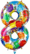Folieballon Cijfer 8 Jaar Verjaardag Versiering Cijferballon Feest Decoratie Helium Ballonnen Folie Gekleurd - Xl