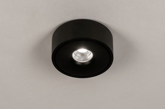 Lumidora Opbouwspot 74345 - MADISON - Ingebouwd LED - 9.4 Watt - 919 Lumen - 2700 Kelvin - Zwart - Metaal - Badkamerlamp - ⌀ 12 cm