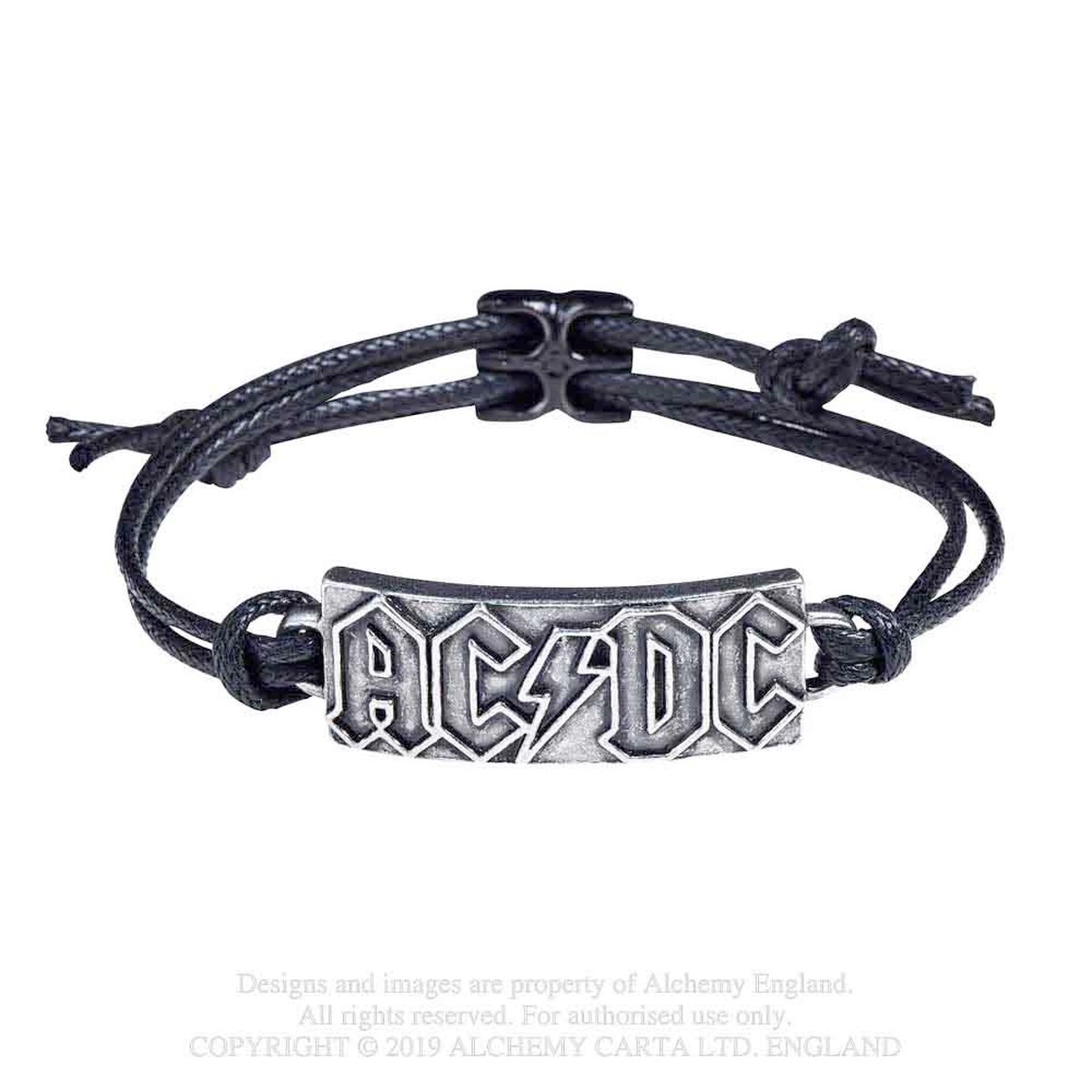 Alchemy AC/DC - Lightning Logo Polsband - Zilverkleurig/Zwart