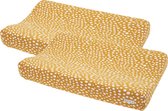 Meyco Baby Cheetah aankleedkussenhoes - 2-pack - honey gold - 50x70cm